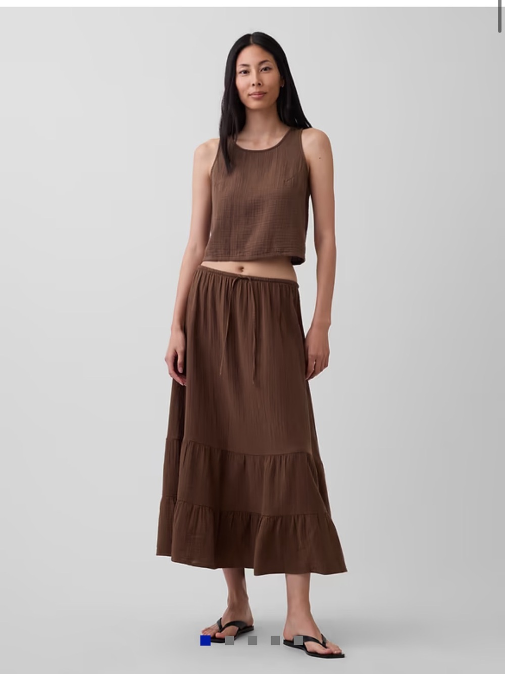 Cotton Gauze Tiered Easy Maxi Skirt Set